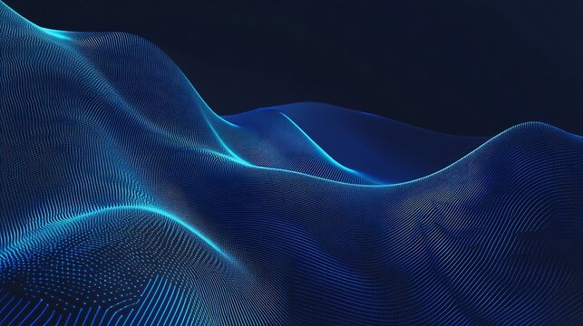 Abstract blue digital wave pattern on dark background, modern technology wallpaper design