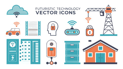 Naklejka premium Collection of futuristic technology vector icons 