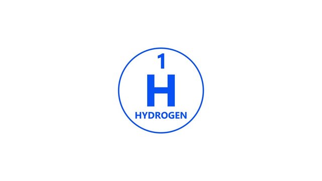 Hydrogen icon texture Royal blue color Animation. 1 number Hydrogen 4k video.