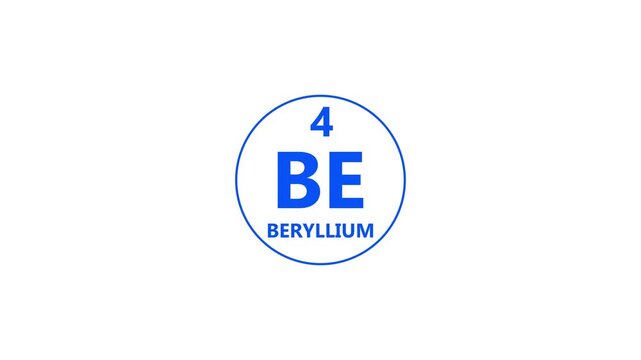 Beryllium icon texture Royal blue color Animation. 4 number Beryllium 4k video.