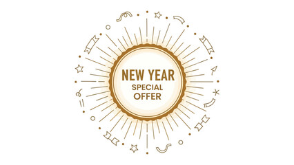 New Year Special Offer Announcement: A festive circular design announces a special New Year offer with a touch of elegance and celebration.