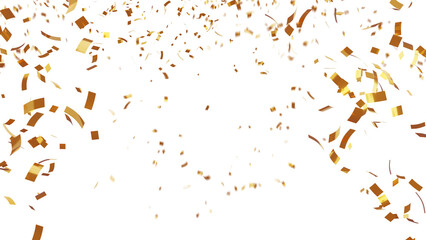 Gold confetti falling creating festive celebration background
