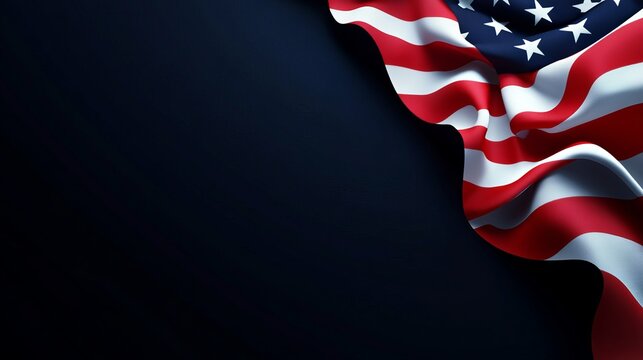 Waving American flag creating a patriotic background with empty space for text or graphics, perfect for 4th of July or election campaigns