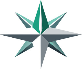 Obraz premium Geometric eight pointed starburst with teal and grey facets