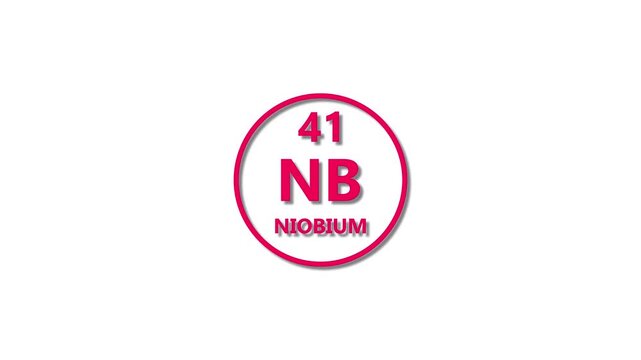 Niobium icon texture magenta red color Animation. 41 number Niobium 4k video.