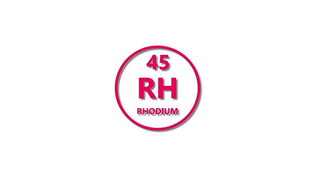 Rhodium icon texture magenta red color Animation. 45 number Rhodium 4k video.
