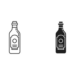 Two stylized bottle icons one outline and one solid black