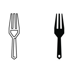 Two forks one outline one silhouette simple food utensil icons