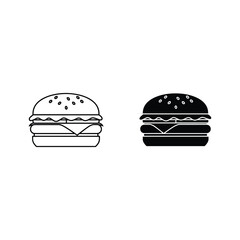Two simple burger icons one outline one solid black