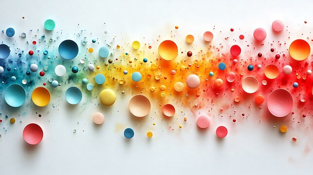 Colorful abstract art with circles and spheres A modern, vibrant wall decor piece