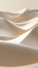 Creamy beige abstract background with flowing fabric waves and soft, gentle lighting effects