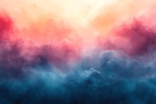 Dreamy cloudscape showing a beautiful sunset with pink and orange hues blending into deep blue