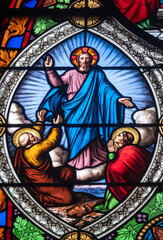 Fototapeta premium Stained glass (19th century) of Christ in Majesty or Christ in Glory.