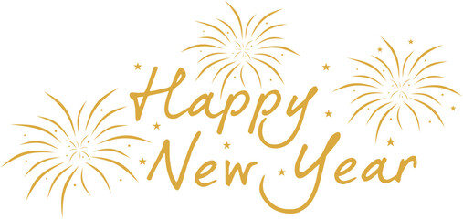 Happy New Year vector, golden effect, fireworks, explosion