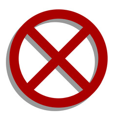 Fototapeta premium Red Circle with X Sign Prohibited or Ban or Restricted Symbol Icon with Shadow. Vector Image.