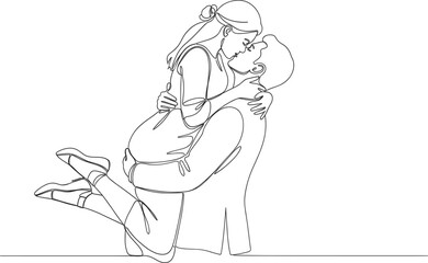 Couple embrace line art—minimalist continuous drawing of intimate connection for romantic and emotional visuals