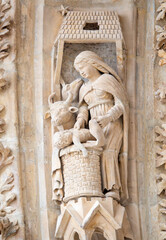 Statue (19th century) of Christmas Nativity Scene with Virgin Mary and Jesus baby.