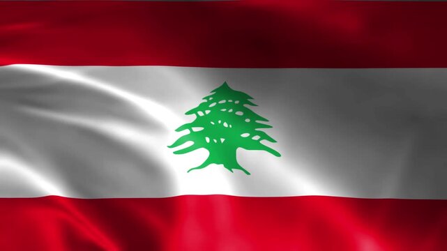 lebanon national flag with iconic cedar tree emblem waving in soft light and detailed fabric texture