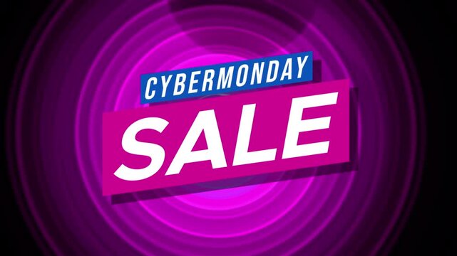 Cyber Monday Sale text on animated background with flickering effect. 4K resolution video