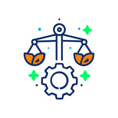 Justice, Balance  Operations, Ethical Business icon logo flat vector design
