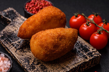 Chicken Kyiv cutlet with buttery filling, a lunch of chicken breast meat. Chicken Kyiv cutlet