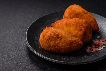 Chicken Kyiv cutlet with buttery filling, a lunch of chicken breast meat. Chicken Kyiv