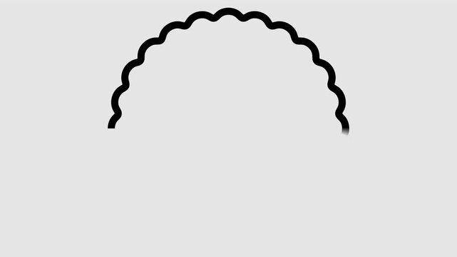 Geometric decorative frames or stickers in the shape of a circle with a wavy or zigzag edge graphic animation. Alpha channel. Transparent background motion design. 4K resolution