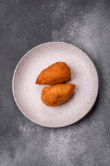 Chicken Kyiv cutlet with buttery filling, a lunch of chicken breast meat. Chicken Kyiv