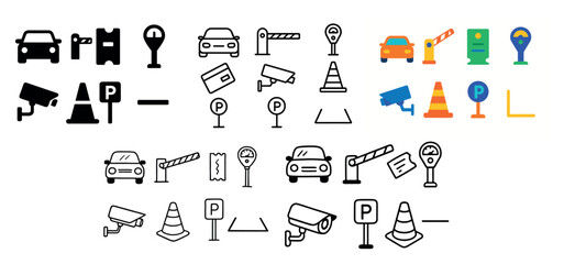 Car and parking icon set
