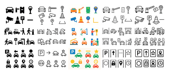 Parking icons collection set
