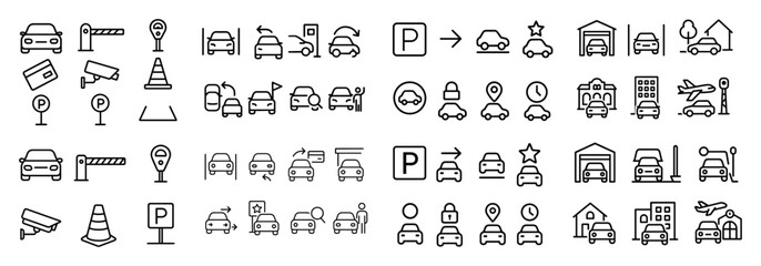 Car parking icons and symbols collection