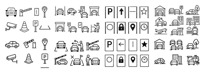 Parking and traffic icons collection