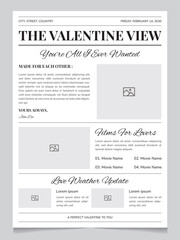 Obraz premium Valentine Newspaper Template – Romantic Love Letter & Vintage Newsletter Design