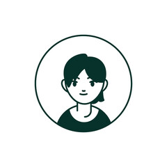 Simple hand drawn illustration of a young person s face in a circle isolated on transparent background