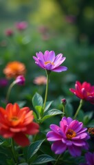 Obraz premium Solitary purple bloom atop vibrant floral bed, petal, single bloom