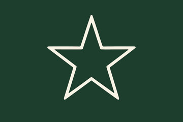 Obraz premium Minimalist Star Icon. Star icon with sharp, clean edges is centered on a dark green background. The star’s simple outline symbolizes hope and guidance. The green and. Vector illustration