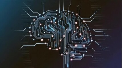 Digital Brain: This conceptual image depicts the intricate complexity of the human mind, showcasing a digital representation of a brain composed of circuit boards, glowing lights. - Powered by Adobe