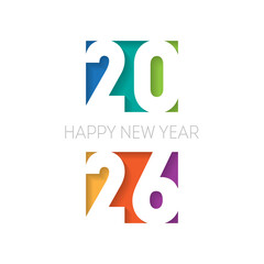 Cover of business diary for 2026 with wishes. The art of cutting paper. Brochure or calendar cover design template. Happy new year 2026, vertical banner.