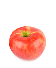 Fresh Red Apple with Stem Isolated on White Background