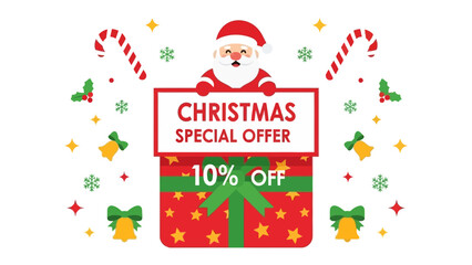 Christmas Special Offer: A festive graphic featuring Santa Claus promoting a special Christmas offer, complete with holiday elements and a gift box.