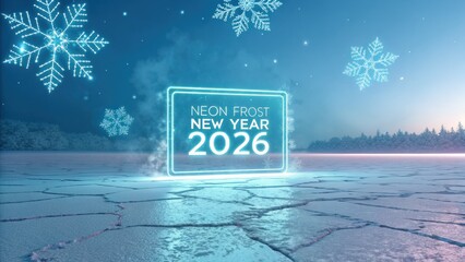 Neon Frost New Year 2026 Winter Celebration Landscape