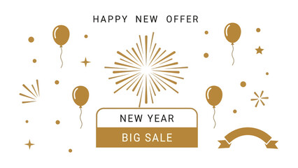 New Year Sale Advertisement: A festive promotional graphic design for the new year, filled with celebratory elements to herald new offers and big sales!