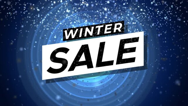 Winter Sale text on animated background with flickering effect. 4K resolution video
