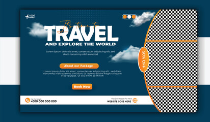 Travel and explore the world banner template with scenic destination images