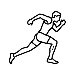 Line art of a man running isolated on for sport concept