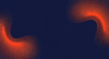 Abstract swirling orange and red particles on a dark blue background