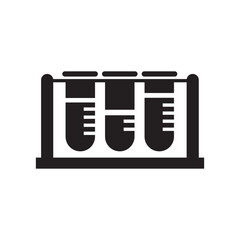 Three Test Tubes in Rack Medical Chemistry Research Lab Healthcare Science Experiment Clinic Black White Illustration