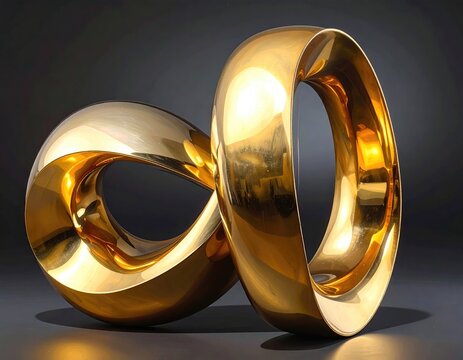 Golden figure eight sculpture, seamless shine - Powered by Adobe
