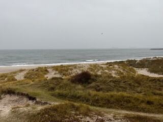 Blick auf die Nordsee an einem wolkigen Herbsttag in Skagen, D&auml;nemark