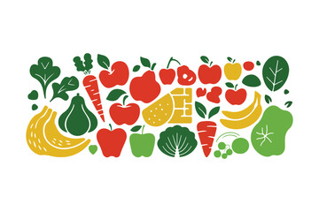 Vibrant assortment of fresh fruits and vegetables illustration